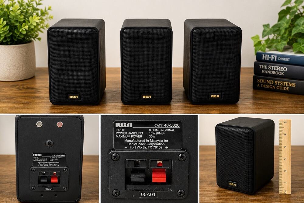 RCA Cat. 40-5000 Bookshelf Speakers Set of 3 Black 8 Ohm 15W RMS